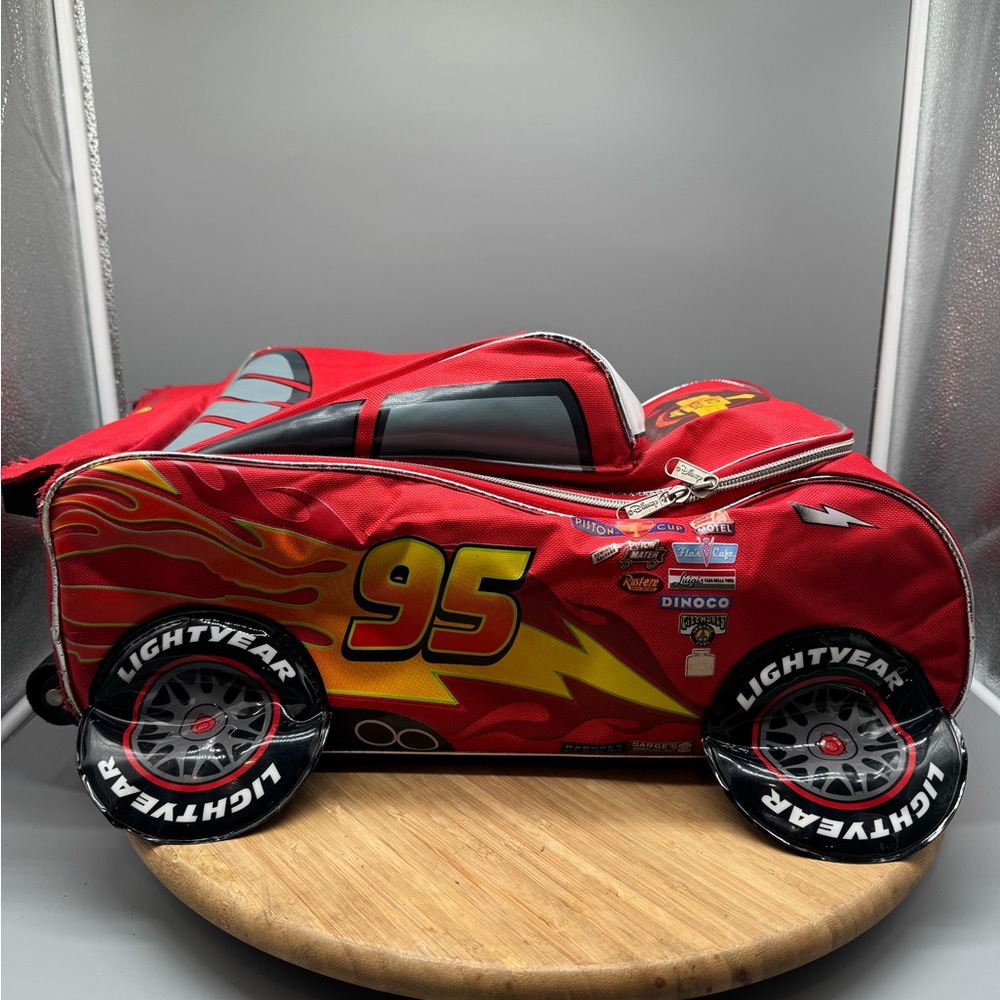 Disney Pixar Cars Lightning McQueen 95 Kids Rolling Luggage Suitcase 12"x 21"